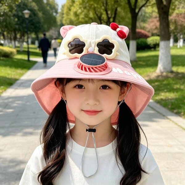 Children's Sun Protection Hat, Summer Thin Style, Uv Protection, Large Brim, Shawl Hat, Unisex Baby Visor Hat with Sunglasses