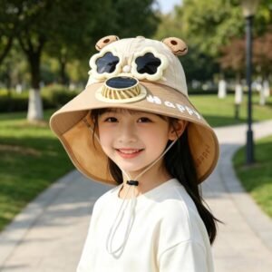 Children's Sun Protection Hat, Summer Thin Style, Uv Protection, Large Brim, Shawl Hat, Unisex Baby Visor Hat with Sunglasses